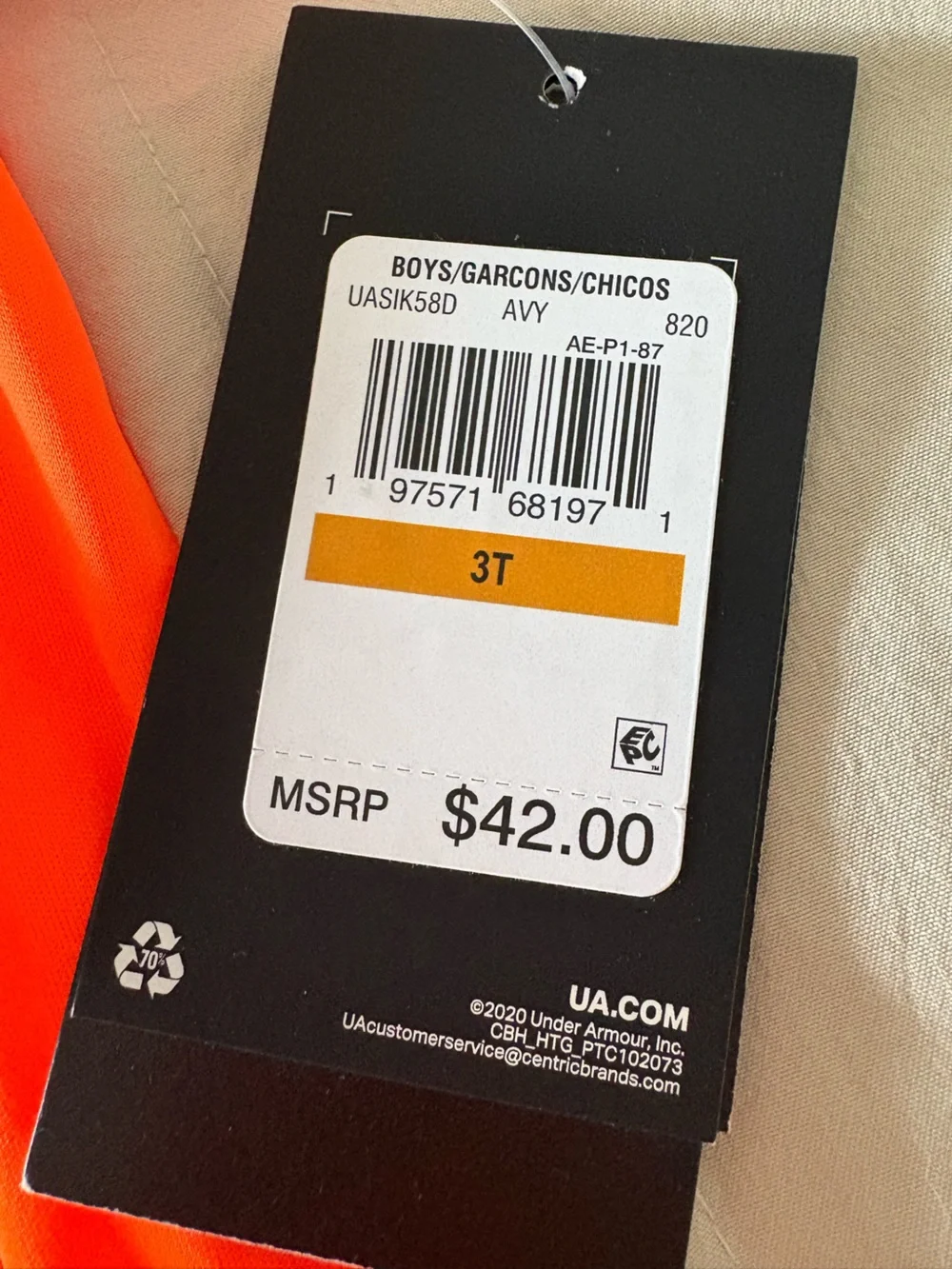 Under Armour Kids Orange Top with Blue Swim Shorts